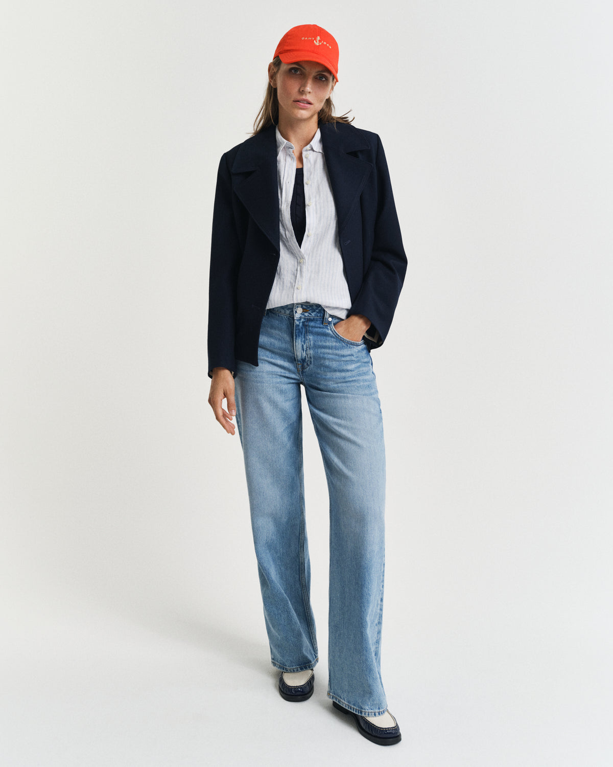 LIGHT BLUE, REG LINEN STRIPED SHIRT BY GANT AU.