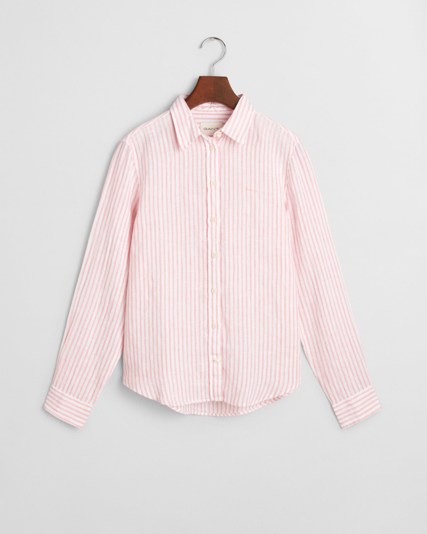 GERANIUM PINK, REG LINEN STRIPED SHIRT, FLAT-LAY BY GANT AU.