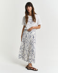 CREAM, SAILING PRINT PLEATED SKIRT, FRONT-VIEW BY GANT AU.