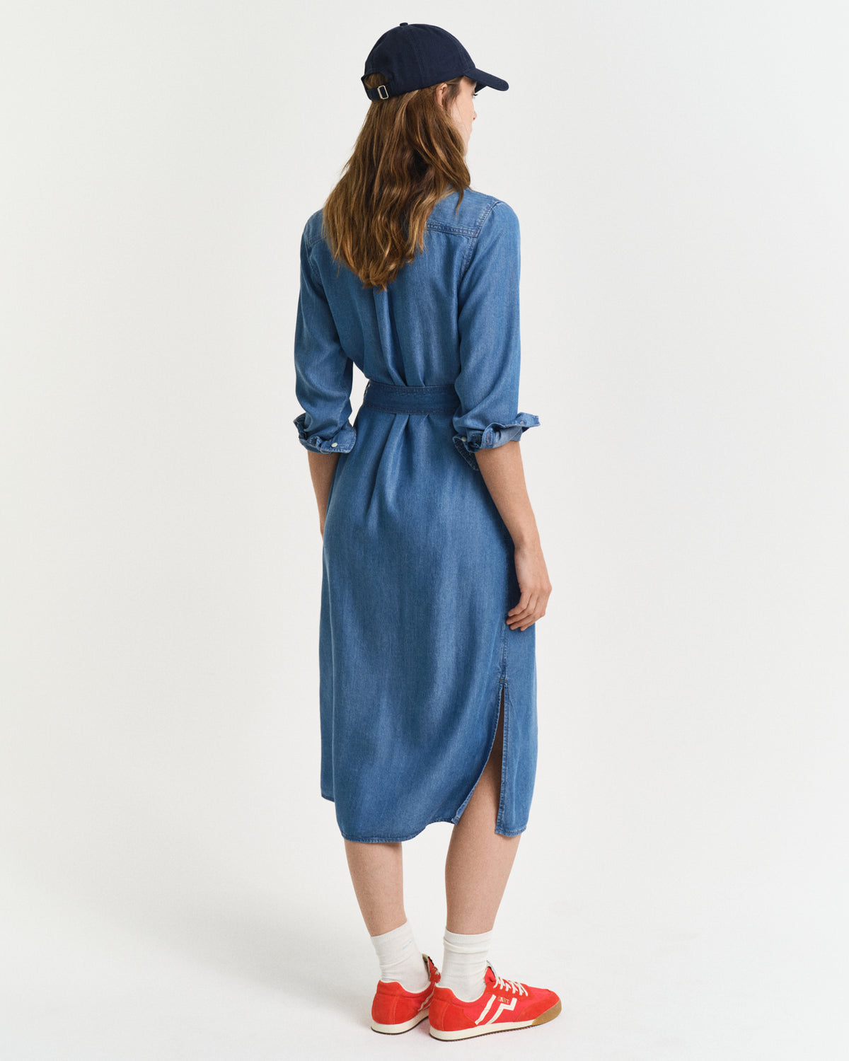 LIGHT INDIGO, REG CHAMBRAY SHIRT  DRESS, BACK-VIEW BY GANT AU.