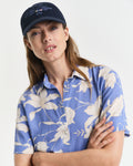 PERFECT BLUE, REG LINEN FLORAL PRINT SHIRT DRESS, CLOSE-UP BY GANT AU.