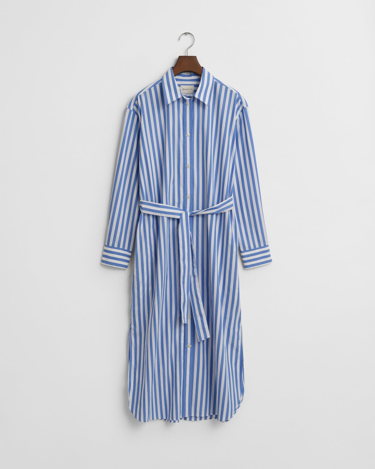 WHITE, REL STRIPED POPLIN SHIRT DRESS, FRONT-VIEW BY GANT AU.