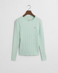 FADED MINT, STRETCH COTTON CABLE C-NECK, FLAT-LAY BY GANT AU.