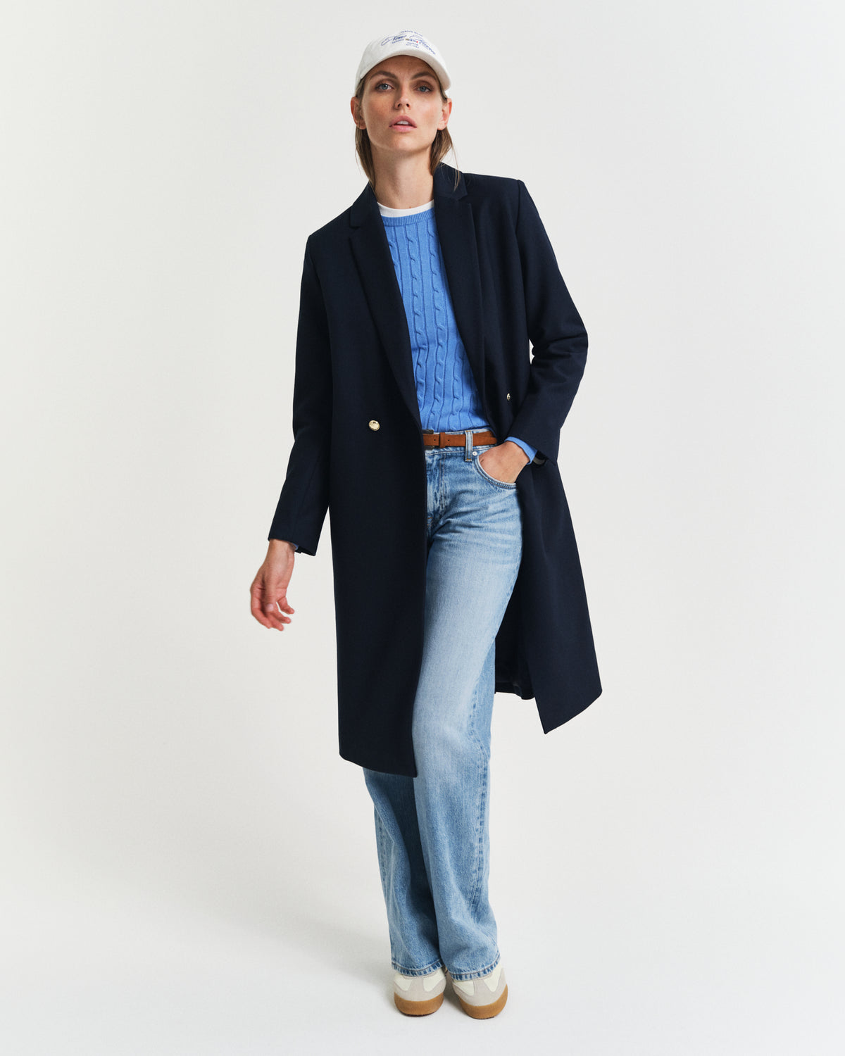 PERFECT BLUE, STRETCH COTTON CABLE C-NECK BY GANT AU.