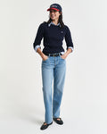 EVENING BLUE, STRETCH COTTON CABLE C-NECK BY GANT AU.