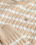 SEED MELANGE, STRETCH COTTON CABLE STRIPE C-NECK, CLOSE-UP BY GANT AU.