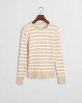 SEED MELANGE, STRETCH COTTON CABLE STRIPE C-NECK BY GANT AU.