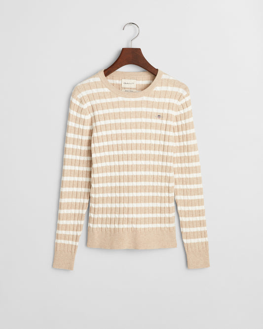 SEED MELANGE, STRETCH COTTON CABLE STRIPE C-NECK BY GANT AU.