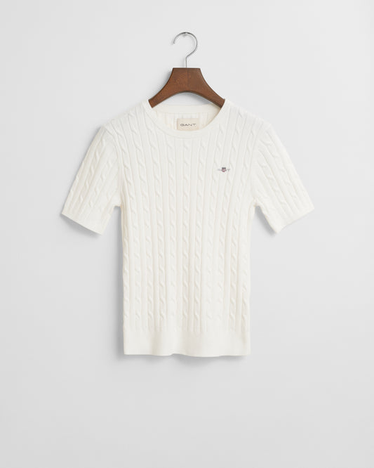 EGGSHELL, STRETCH COTTON CABLE SS C-NECK BY GANT AU.