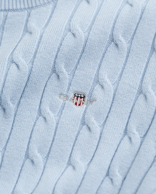 FRESH BLUE, STRETCH COTTON CABLE SS C-NECK, CLOSE-UP BY GANT AU.