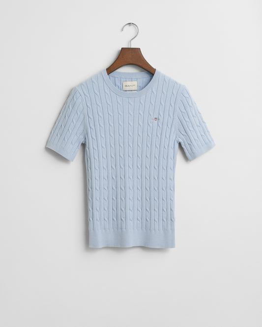FRESH BLUE, STRETCH COTTON CABLE SS C-NECK BY GANT AU.