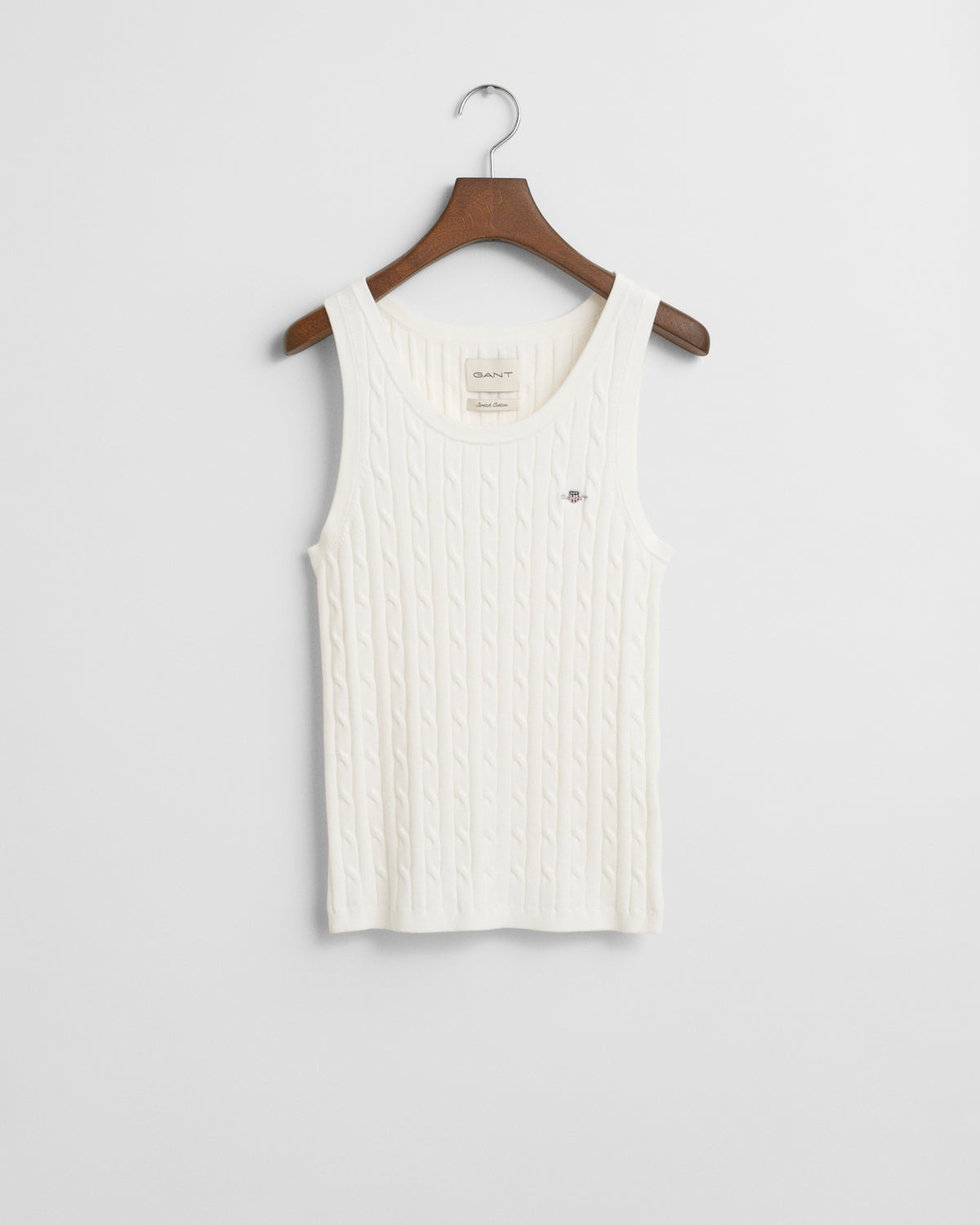 EGGSHELL, STRETCH COTTON CABLE TANK TOP BY GANT AU.