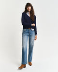 EVENING BLUE, FINE KNIT V-NECK BY GANT AU.