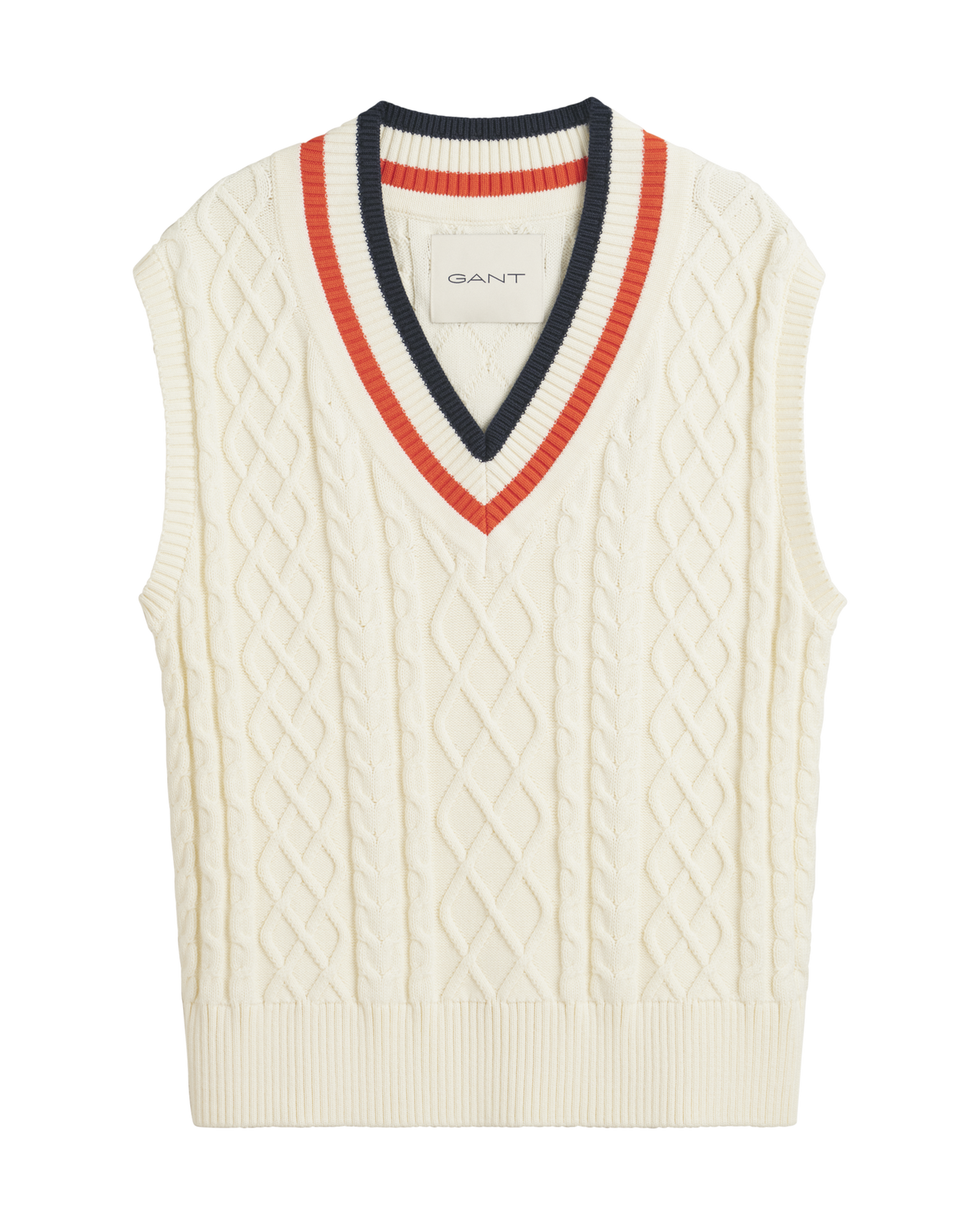 Contrast Cable Knit V-Neck Vest