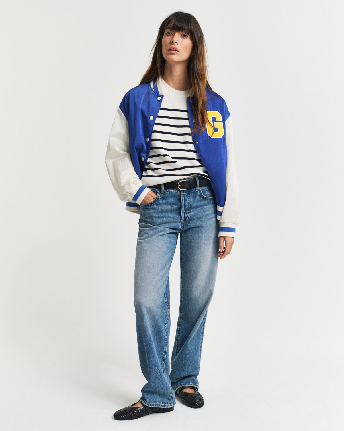 EGGSHELL, STRIPED COTTON C-NECK BY GANT AU.