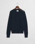 EVENING BLUE, TEXTURED COTTON C-NECK, FLAT-LAY BY GANT AU.