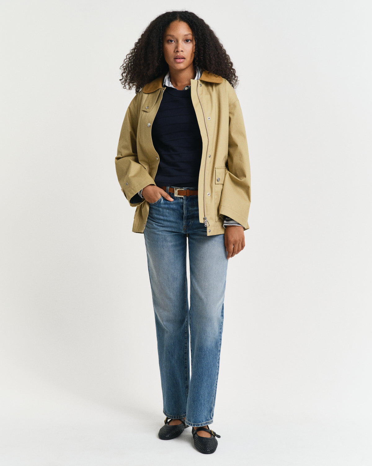 EVENING BLUE, TEXTURED COTTON C-NECK BY GANT AU.