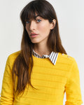 DAFFODIL YELLOW, TEXTURED COTTON C-NECK, CLOSE-UP BY GANT AU.
