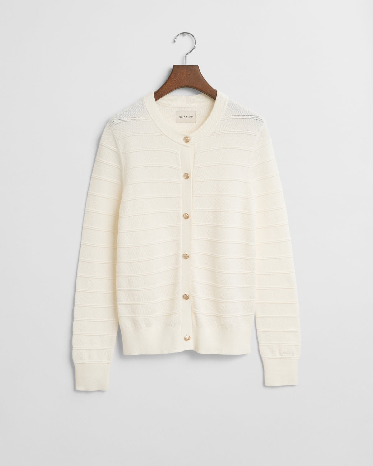 EGGSHELL, TEXTURED COTTON CARDIGAN BY GANT AU.