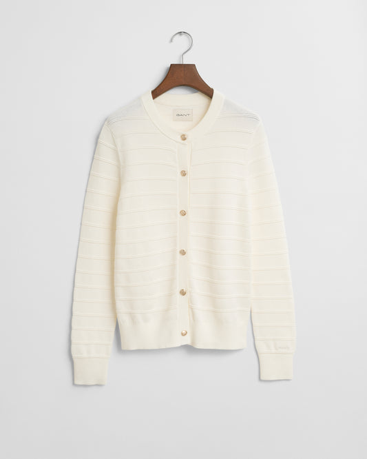 EGGSHELL, TEXTURED COTTON CARDIGAN BY GANT AU.