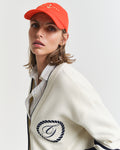 CREAM, GANT VARSITY V-NECK CARDIGAN, CLOSE-UP BY GANT AU.
