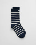 EVENING BLUE, BRETON STRIPED RIB SOCKS BY GANT AU.