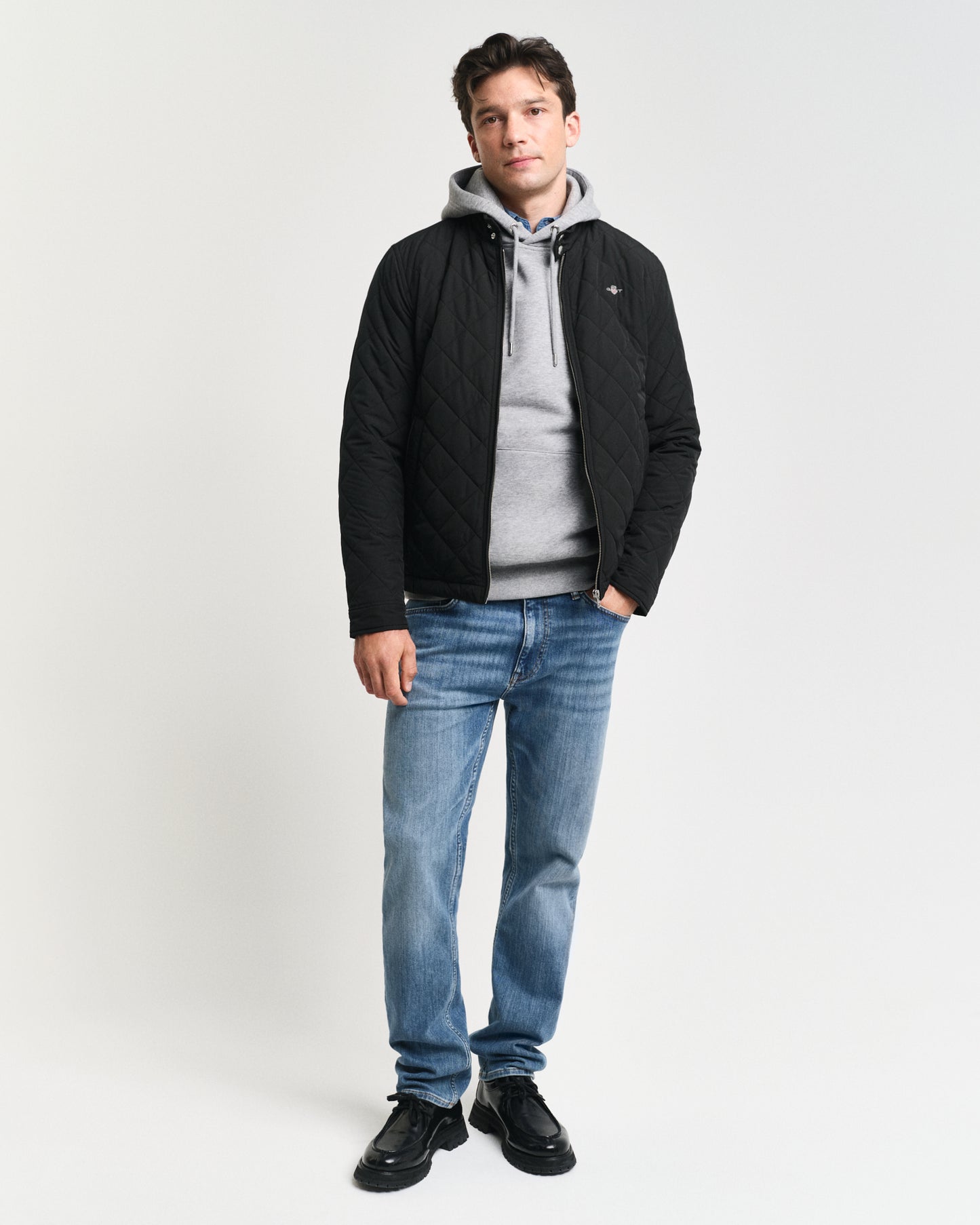 BLACK, QUILTED WINDCHEATER BY GANT AU.