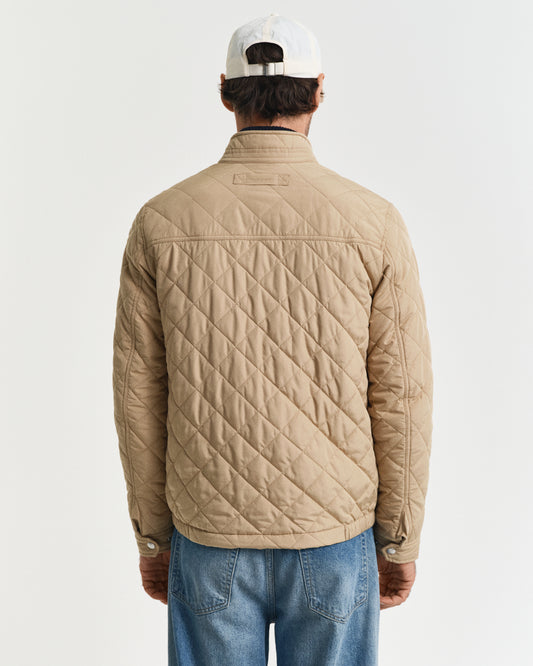 DARK KHAKI, QUILTED WINDCHEATER, BACK-VIEW BY GANT AU.