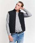 BLACK, QUILTED WINDCHEATER VEST, FRONT-VIEW BY GANT AU.