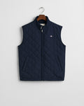 EVENING BLUE, QUILTED WINDCHEATER VEST, FLAT-LAY BY GANT AU.