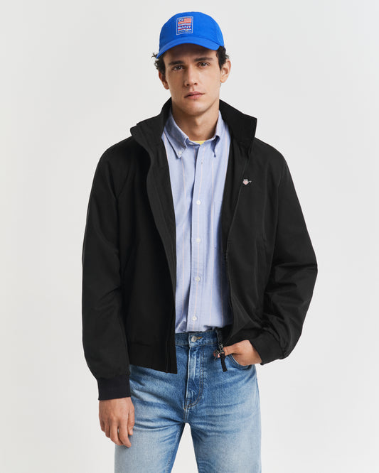 BLACK, LIGHTWEIGHT HAMPSHIRE JACKET, FRONT-VIEW BY GANT AU.