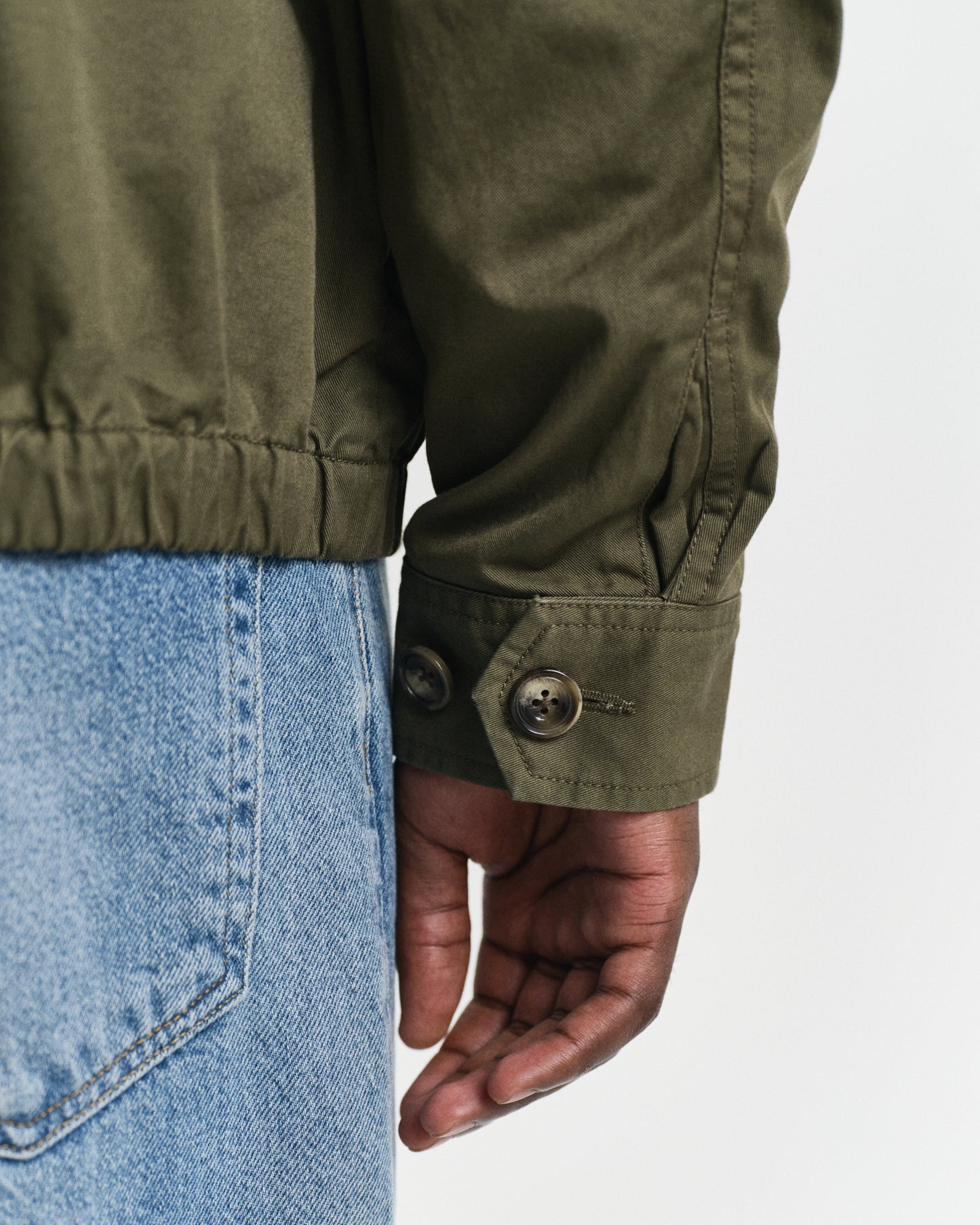 MODEL WEARING COTTON WINDCHEATER JACKET