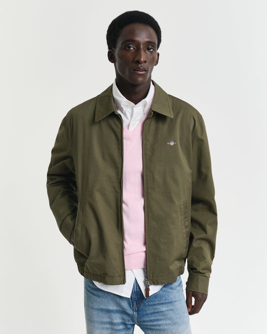 JUNIPER GREEN, COTTON WINDCHEATER JACKET, FRONT-VIEW BY GANT AU.