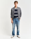 DARK GREY MELANGE, CASUAL COTTON ZIP CARDIGAN BY GANT AU.