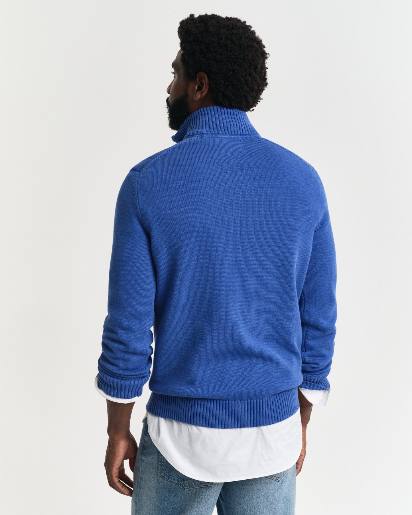 RICH BLUE, CASUAL COTTON HALF ZIP, BACK-VIEW BY GANT AU.