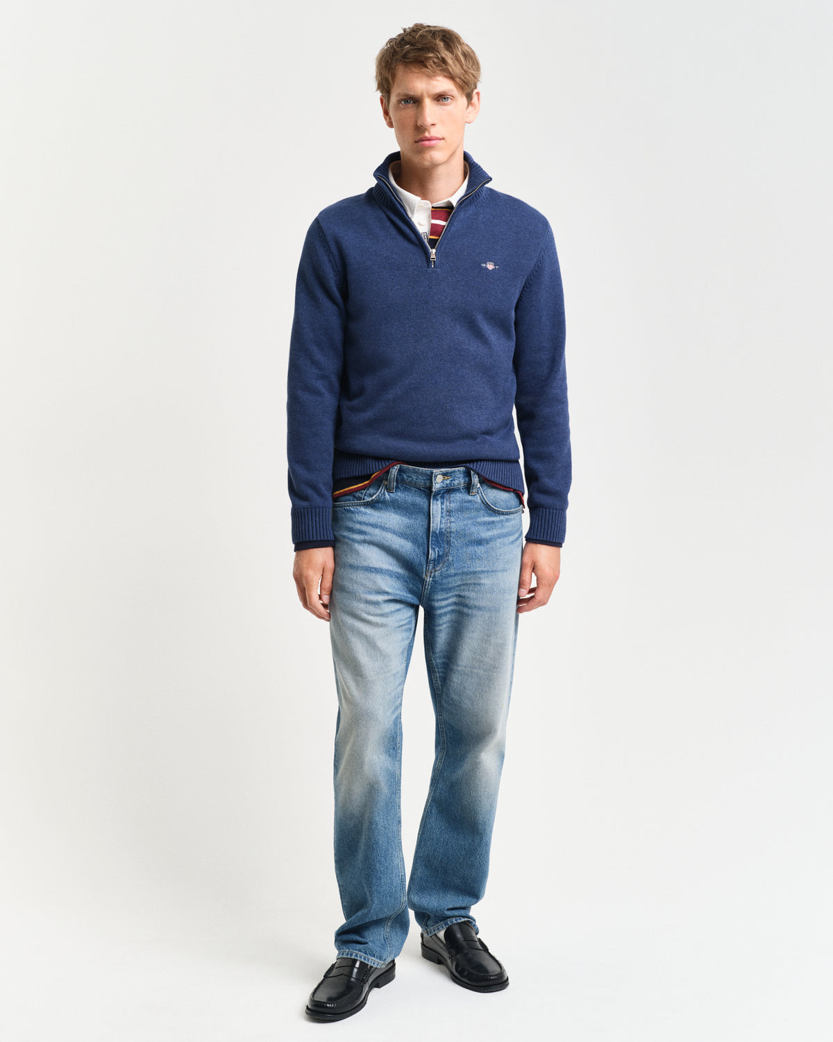 DK JEANSBLUE MELANGE, CASUAL COTTON HALF ZIP BY GANT AU.