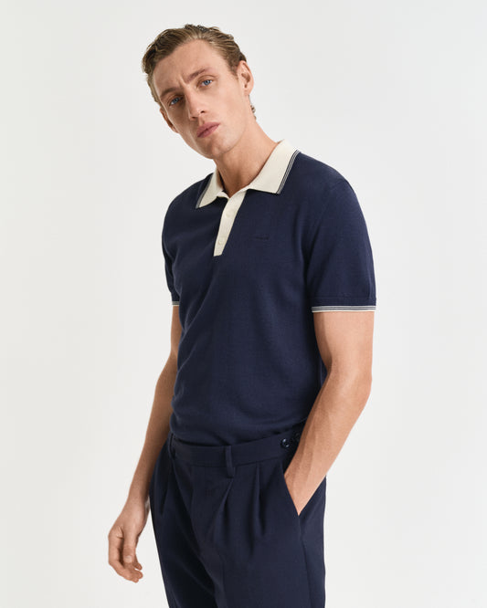 EVENING BLUE, MODAL BLEND SS POLO, FRONT-VIEW BY GANT AU.