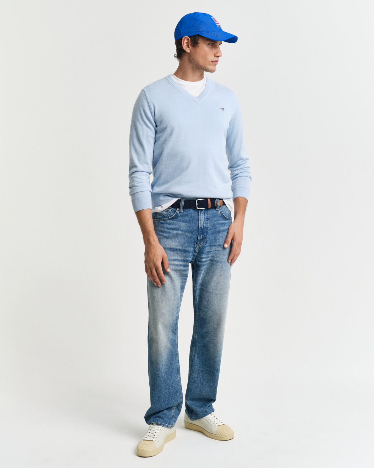 FRESH BLUE, CLASSIC COTTON V-NECK BY GANT AU.