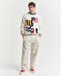 EGGSHELL, FLAG INTARSIA COTTON C-NECK BY GANT AU.