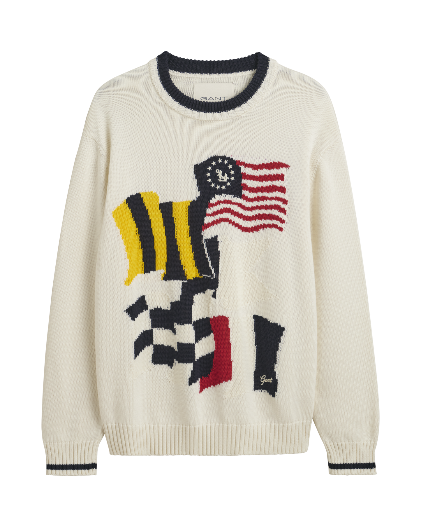 Flag Intarsia Cotton Crew Neck Sweater