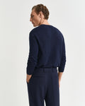 EVENING BLUE, LINEN BLEND C-NECK, BACK-VIEW BY GANT AU.