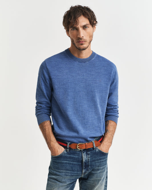 PERSIAN BLUE, SUNFADED C-NECK, FRONT-VIEW BY GANT AU.