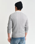 GREY MELANGE, COTTON CABLE C-NECK, BACK-VIEW BY GANT AU.