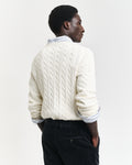 CREAM, COTTON CABLE C-NECK, BACK-VIEW BY GANT AU.