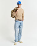 KHAKI MELANGE, COTTON CABLE C-NECK BY GANT AU.