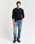 EVENING BLUE, COTTON CABLE C-NECK BY GANT AU.