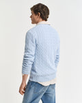 FRESH BLUE, COTTON CABLE C-NECK, BACK-VIEW BY GANT AU.