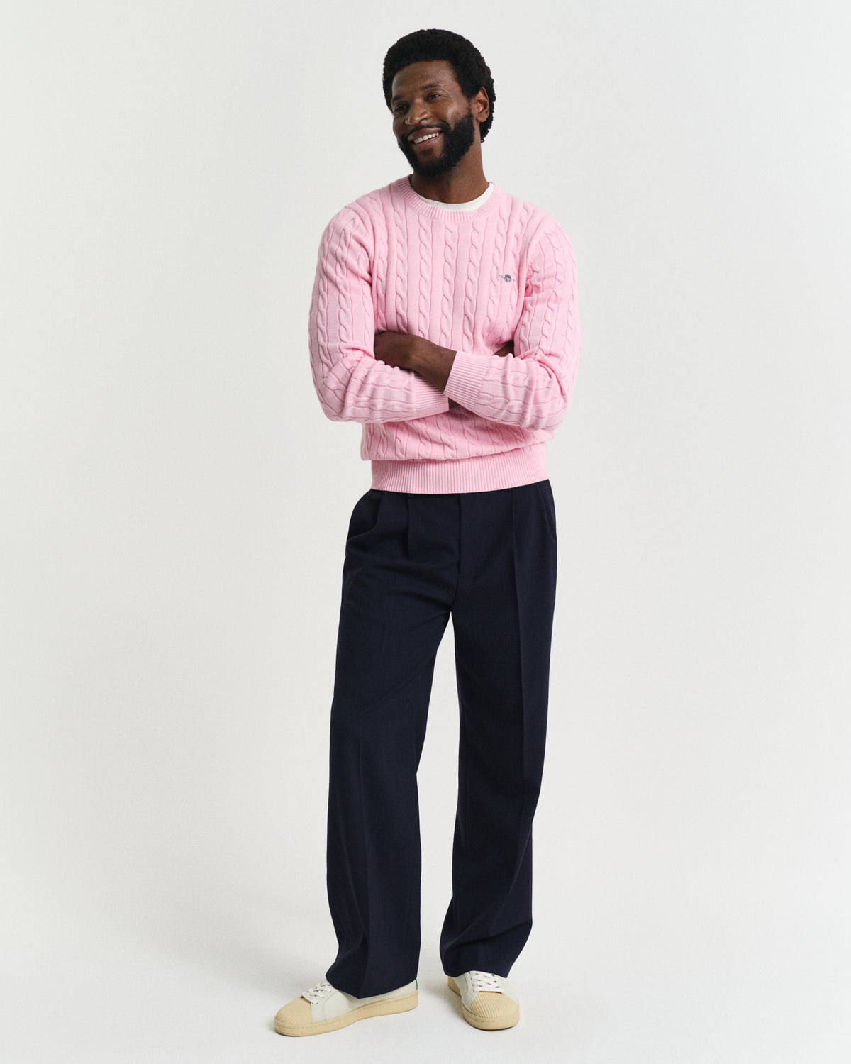 CALIFORNIA PINK, COTTON CABLE C-NECK BY GANT AU.