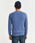 DENIM BLUE MELANGE, COTTON CABLE C-NECK, BACK-VIEW BY GANT AU.
