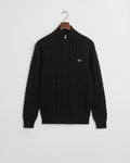 BLACK, COTTON CABLE HALF ZIP BY GANT AU.